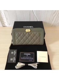 Boy Chanel Zip Around Wallet Cannage Pattern CHA5264 Green HY23973dN21
