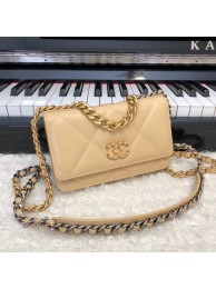 Chanel 19 Classic Sheepskin Leather Chain Wallet AP0957 apricot HY4001TP23