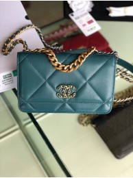 Chanel 19 Classic Sheepskin Leather Chain Wallet AP0957 blue & Gold-Tone Metal HY18213Bw85