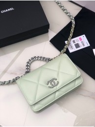 Chanel 19 Classic Sheepskin Leather Chain Wallet AP0957 light green& silver-Tone Metal HY17151vm49
