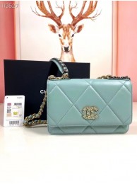 Chanel 19 Classic Sheepskin Leather Chain Wallet AP0957 sky blue HY24820Sy67