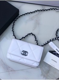 Chanel 19 Classic Sheepskin Leather Chain Wallet AP0957 white& black-Tone Metal HY8924LG44