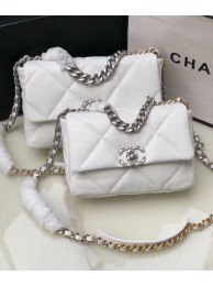 Chanel 19 flap bag AS1160 AS1161 AS1162 White Silver Hardware HY2262aM39