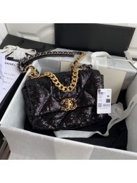 Chanel 19 Flap Bag Original Beads Leather AS1160 Black HY2426zd34