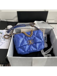 Chanel 19 Flap Bag Original Beads Leather AS1160 Blue HY2913Pf97