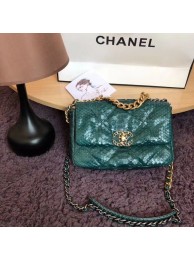 CHANEL 19 Flap Bag Original Snake skin flap bag AS1160 green HY20177Lo54