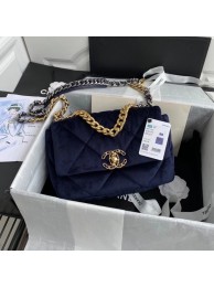 Chanel 19 flap bag velvet AS1160 Royal Blue HY21770FA31