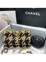 CHANEL 19 Flap Bag WOC 33817 apricot&Black HY10216vm49