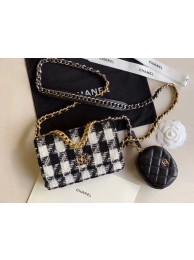 CHANEL 19 Flap Bag WOC 33817 black&white HY5611FT35