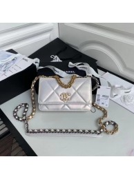Chanel 19 Iridescent Calfskin Chain Wallet AP0957 white HY22773iZ66