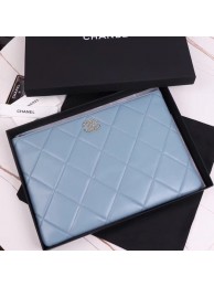 CHANEL 19 Sheepskin Original Leather Carry on bag AP0952 light blue HY4663ta99