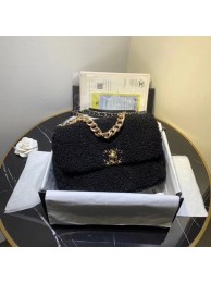 Chanel 19 wool flap bag AS1160 black HY21639Fh96