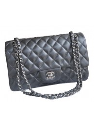 Chanel 2.55 Series Bags Black Sheepskin Leather CHA1112 Silver HY7753vX95