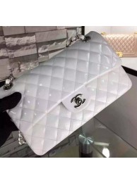 Chanel 2.55 Series Double Flap Bag White Original Patent Leather CF7024 Silver HY8049mV18