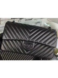 Chanel 2.55 Series Flap Bag Black Lambskin Chevron Leather A5023 Black HY4489bm74