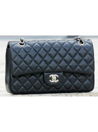 Chanel 2.55 Series Flap Bag Black Sheepskin Leather A1112 Silver HY10185lu18