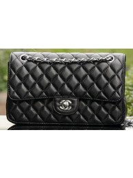 Chanel 2.55 Series Flap Bag Black Sheepskin Leather A1112 Silver HY12625lk46