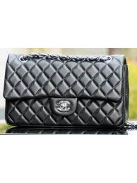 Chanel 2.55 Series Flap Bag Black Sheepskin Leather A37586 Silver HY23557XW58