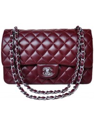 Chanel 2.55 Series Flap Bag Burgundy Patent Leather A1112 Silver HY27027su78
