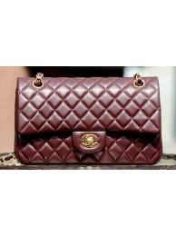 Chanel 2.55 Series Flap Bag Burgundy Sheepskin Leather A37586 Gold HY23295fw56