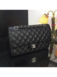 Chanel 2.55 Series Flap Bag Original Lambskin Leather Black Silver 1113 HY20184bm74
