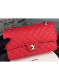 Chanel 2.55 Series Flap Bag Red Cannage Pattern Leather CF8024 Silver HY25874Oj66