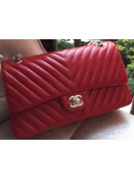 Chanel 2.55 Series Flap Bag Red Lambskin Chevron Leather A01112 Gold/Silver HY2060FA31