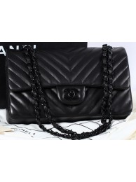 Chanel 2.55 Series Flap Bag Sheepskin Chevron Leather A1112 Black HY903JD28