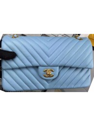 Chanel 2.55 Series Flap Bag SkyBlue Lambskin Chevron Leather A5023 Gold HY12872Il41
