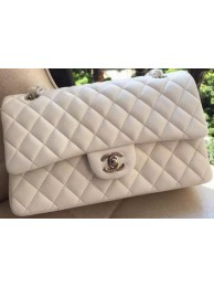 Chanel 2.55 Series Flap Bag White Original Leather A01112 Silver HY6334uZ84