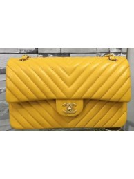 Chanel 2.55 Series Flap Bag Yellow Lambskin Chevron Leather A5023 Gold HY9294Xr72