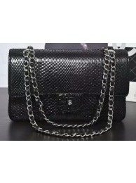 Chanel 2.55 Series Flap Bags Black Original Snake Leather A1112SA Silver HY19887xh67