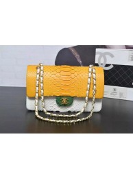 Chanel 2.55 Series Flap Bags Yellow&White&Green Original Python Leather A1112SA Gold HY27011dE28