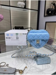 Chanel 2022S Love Heart mini Lambskin Crossbody Chain Bag AO2784 blue HY13878Tk78