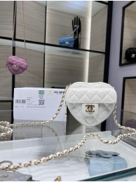 Chanel 2022S Love Heart mini Lambskin Crossbody Chain Bag AO2784 White HY24167wn15