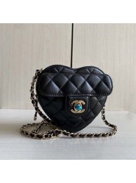 Chanel 2022S Love Heart Original Lambskin Crossbody Chain Mini Bag AS3191 Black HY19625TV86
