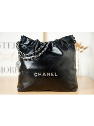 CHANEL 22 HANDBAG Calfskin & Silver-Tone Metal AS3261 Black HY4822wn15