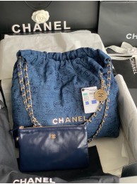 CHANEL 22 HANDBAG Denim AS3261 blue&gold HY8533pk20