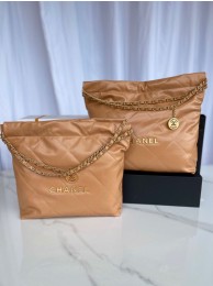 CHANEL 22 HANDBAG Shiny Calfskin & Gold-Tone Metal AS3261 AS3260 Brown HY18212yj81