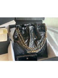 CHANEL 22 HANDBAG Shiny Calfskin & Gold-Tone Metal AS3262 black&gold HY2607jo45