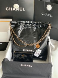 CHANEL 22 HANDBAG Shiny Calfskin & Gold-Tone Metal AS3262 black&white HY20784Zf62