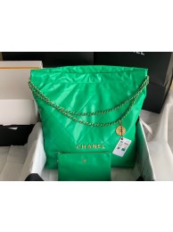 CHANEL 22 HANDBAG Shiny Calfskin & Gold-Tone Metal AS3262 green HY24605Av26