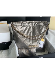 CHANEL 22 HANDBAG Shiny Calfskin & Gold-Tone Metal AS3262 silver grey HY12433SS41