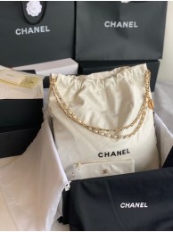 CHANEL 22 HANDBAG Shiny Calfskin & Gold-Tone Metal AS3262 white&black HY21395KX86