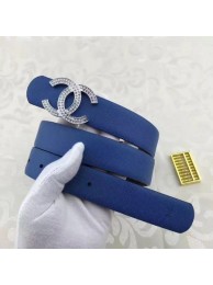 Chanel 30mm Blue Leather Belt CH5235 Silver HY25057Yf79
