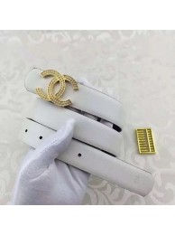 Chanel 30mm Leather Belt CH5235 White HY26517Yf79