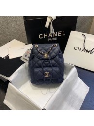 Chanel backpack Grained Calfskin & Gold-Tone Metal AS1371 Navy HY18938Mc61