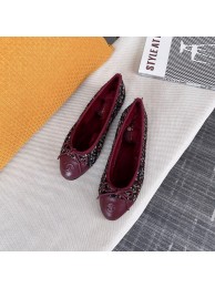 Chanel Ballet Shoes Original Leather Rabbit Fur CC23560 Wine Shoes HY5540Wi77