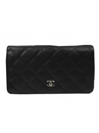 Chanel Bi-Fold Wallet Black Original Cannage Pattern A31509 Silver HY26679Hn31