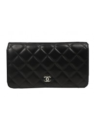 Chanel Bi-Fold Wallet Black Original Sheepskin A31509 Silver HY12289KX22